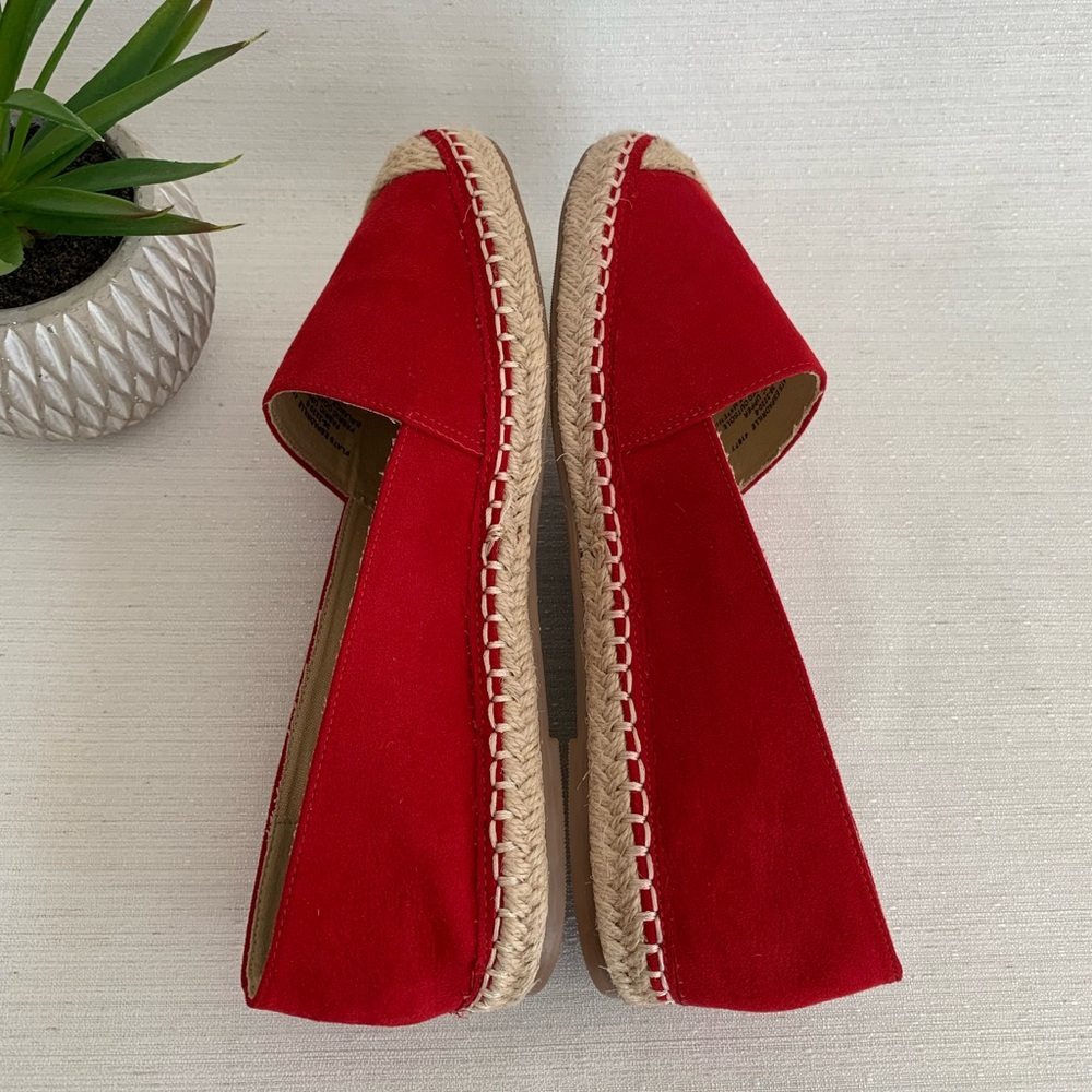 NWOT Ellos Red Microsuede Espadrille Flats Woman’s 9M - Picture 7 of 10